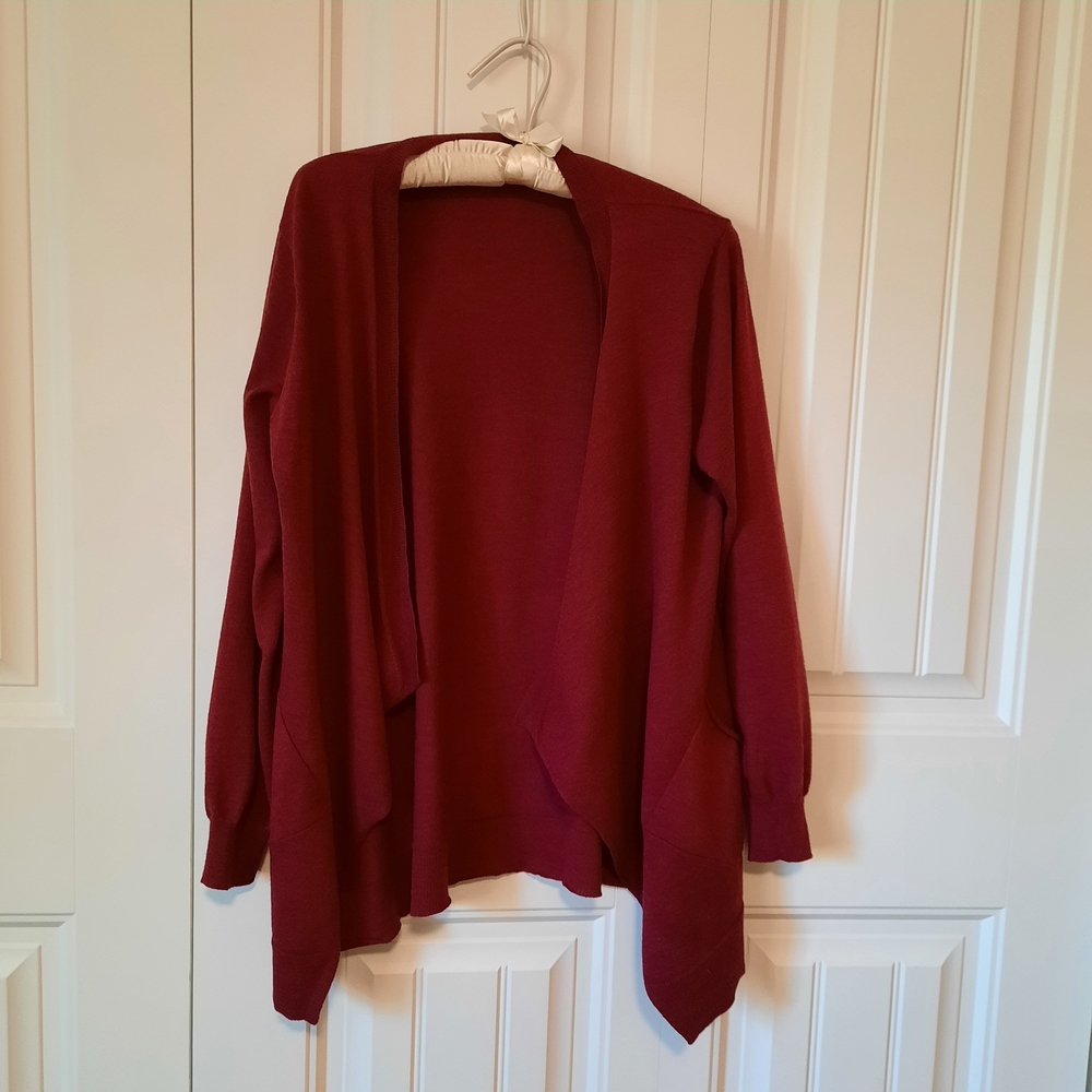 Eileen Fisher Deep Burgandy Open Front Cardigan